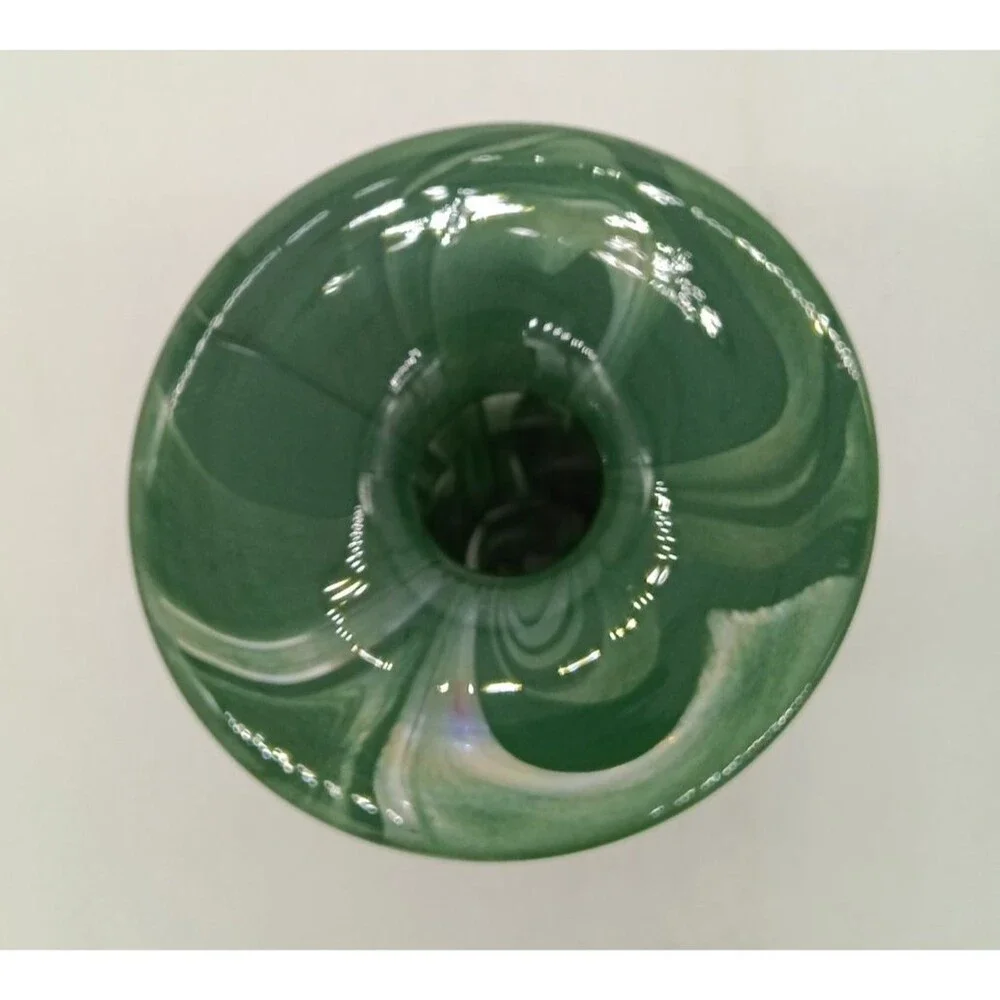 Anthropologie Bolla Borosilicate Green Glass Swirl 2 in 1  Candleholder Vase 6